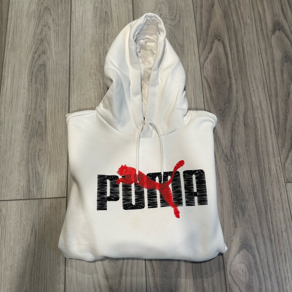 Puma White Hoodie with Red Logo